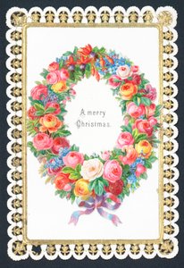 Kerstbloemenkrans, Kerstkaart door English School