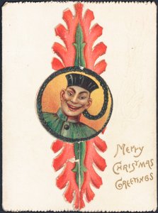 Kerstkaart met een afbeelding van een oosterse man door English School