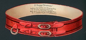 Kerstkaart met rode riem door English School