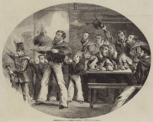 Kerstmis op een buitenlandse post (gravure) door English School
