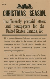 Kerstpostbericht in opdracht van de Postmeester-Generaal, 9 december 1890