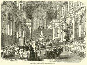 Kerk in Parijs omgebouwd tot ziekenhuis, november 1870