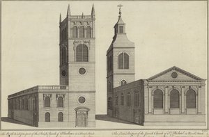 Kerk van Allhallows in Bread Street en kerk van St Michael in Wood Street, Londen