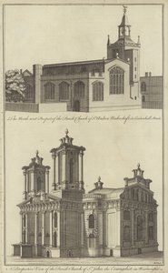 Kerk van St. Andrew Undershaft in Leadenhall Street en kerk van St. John the Evangelist in Westminster, Londen door English School