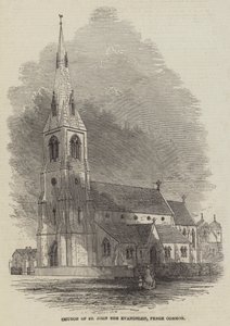 Kerk van St. John the Evangelist, Penge Common (gravure) door English School