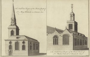Kerk van St Mary Abchurch, Abchurch Lane en kerk van St Martin Outwich in Threadneedle Street, Londen
