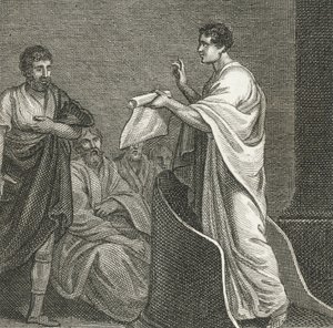 Cicero beschuldigt Catilina in het Senaatshuis door English School