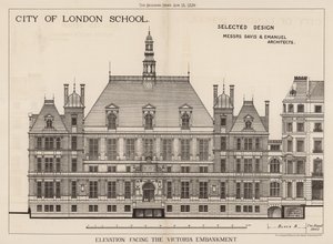 City of London School; elevatie naar de Victoria Embankment door English School
