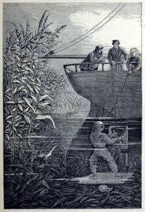 Het Schoepenrad Reinigen, uit Onder de Golven, of Duiken in Diepe Wateren, uitgegeven 1887