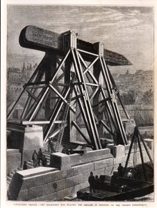 Cleopatras naald: De machines voor het plaatsen van de obelisk op de Thames Embankment, 1878 door English School