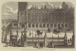 Klooster voor het Huis van de Spreker, New Palace-Yard, Westminster (gravure) door English School