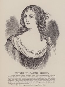 Coiffure van Madame Grignan (gravure) door English School