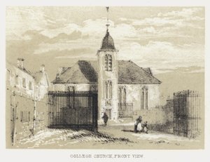 Collegekerk, vooraanzicht (gravure) door English School