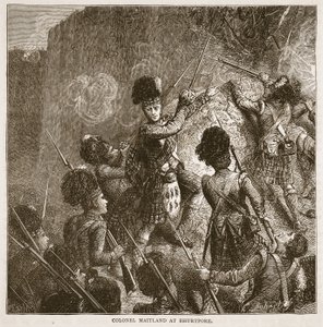 Kolonel Maitland bij Bhurtpore, illustratie uit Cassells Geïllustreerde Geschiedenis van India door James Grant, uitgegeven 1879 door English School