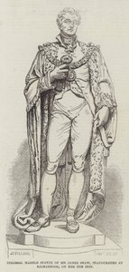 Kolossaal Marmeren Standbeeld van Sir James Shaw, ingehuldigd in Kilmarnock, op de 4e inst