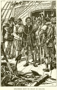 Columbus in ketenen naar Spanje gestuurd door English School