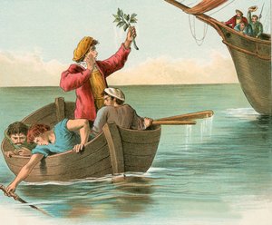 De zeelieden van Columbus vinden tekenen van land door English School