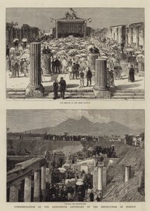 Herdenking van de achttiende eeuw van de vernietiging van Pompeii door English School