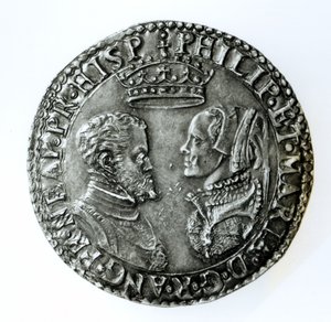 Herdenkingsschilling voor het huwelijk van Filips II van Spanje (1527-98) en Maria I van Engeland (1516-58) 1554