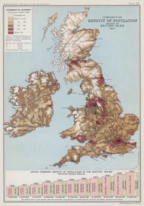 Vergelijkende bevolkingsdichtheid in de Britse Eilanden