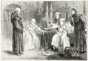 Conferentie tussen Thorpe en Arundel, illustratie uit The History of Protestantism door James Aitken Wylie (1808-1890), gepubliceerd 1878 door English School
