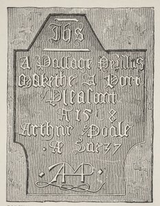 Kopie van een houtsnede door Arthur Poole op de muur van zijn gevangeniscel in de Tower, 1568 door English School