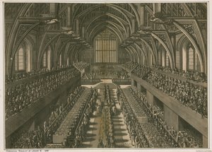 Kroningsbanket van Jacobus II, 1685, in Westminster Hall, Londen