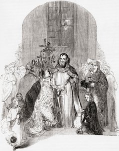 Kroning van Hendrik IV, uit Old England: A Pictorial Museum, uitgegeven 1847 door English School