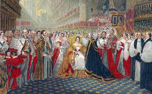 Kroning van Koningin Victoria in 1837 (prent) door English School