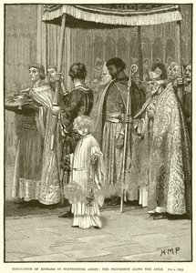 Kroning van Richard in Westminster Abbey: De processie langs het gangpad door English School