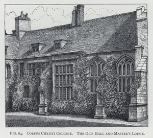 Corpus Christi College, de oude hal en de woning van de rector door English School