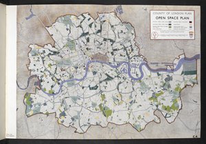 County of London Open Space Plan / voorbereid voor de London County Council door J.H. Forshaw en Patrick Abercrombie