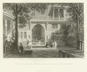 Hof van een Turks landhuis, Salahyeh, nabij Damascus, 1837 door English School