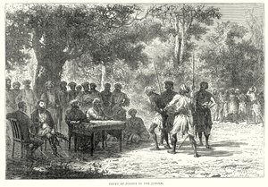 Gerechtshof in de jungle (gravure) door English School