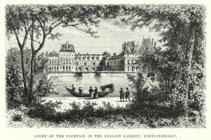Hof van de fontein in de Engelse tuin, Fontainebleau door English School