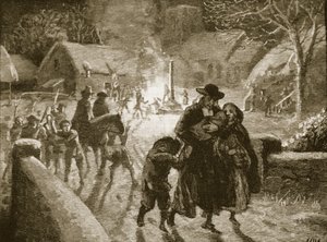 Covenanters verdrijven een episcopaalse geestelijke, illustratie uit Cassells Illustrated History of England door English School