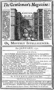 Omslag van de eerste editie van The Gentlemans Magazine, gepubliceerd januari 1731