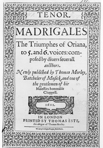 Omslag van het tenor deel van The Triumphes of Oriana, uitgegeven door Thomas Este, 1601
