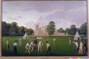 Cricket bij Canford Manor, 1855 door English School