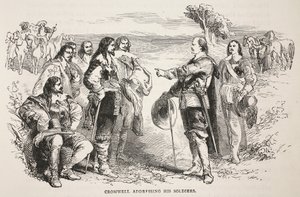 Cromwell spreekt zijn soldaten toe