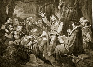 Cromwell voor de Slag bij Dunbar, 1650, illustratie uit Hutchinsons Story of the British Nation, ca. 1923 door English School