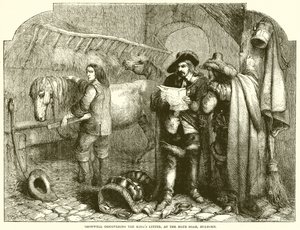 Cromwell ontdekt de brief van de koning, in de Blue Boar, Holborn door English School