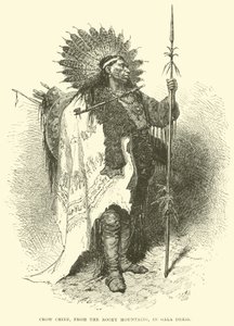 Crow Hoofdman, van de Rocky Mountains, in galakleding door English School