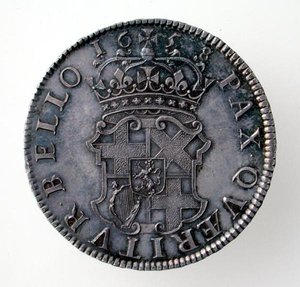 Kroon van Oliver Cromwell, Londen Munt, 1658 (achterzijde) door English School