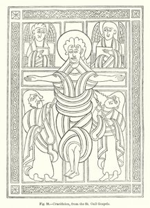 Kruisiging, uit de St Gall-evangeliën door English School