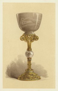 Beker of kelk in oosterse onyx, gemonteerd in geëmailleerd goud