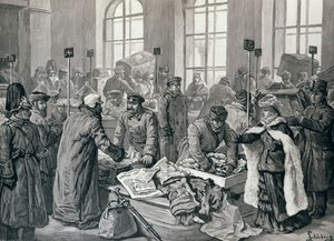 Douanebeambten Onderzoeken Bagage van Passagiers uit Duitsland, in Wirballen, aan de Russische Grens, uit 