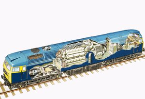 Doorsnede van een Britse Raul Class 47 Brush 2.750 pk dieselelektrische locomotief