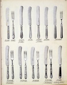 Bestekontwerpen, uit een handelscatalogus van huishoudelijke goederen en fittingen, c.1890-1910 door English School