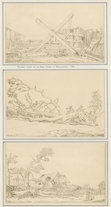 Schade veroorzaakt door de Grote Storm in Roehampton, 1780 door English School